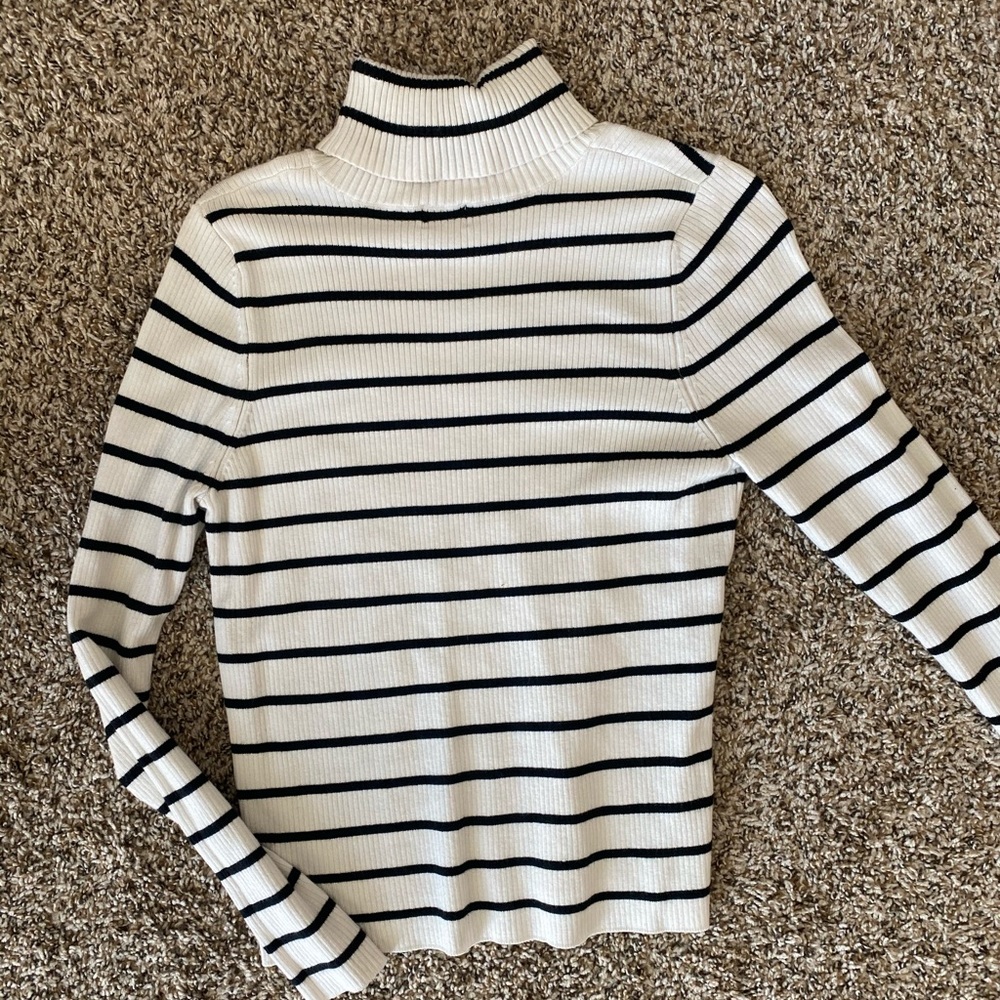 striped turtleneck sweater